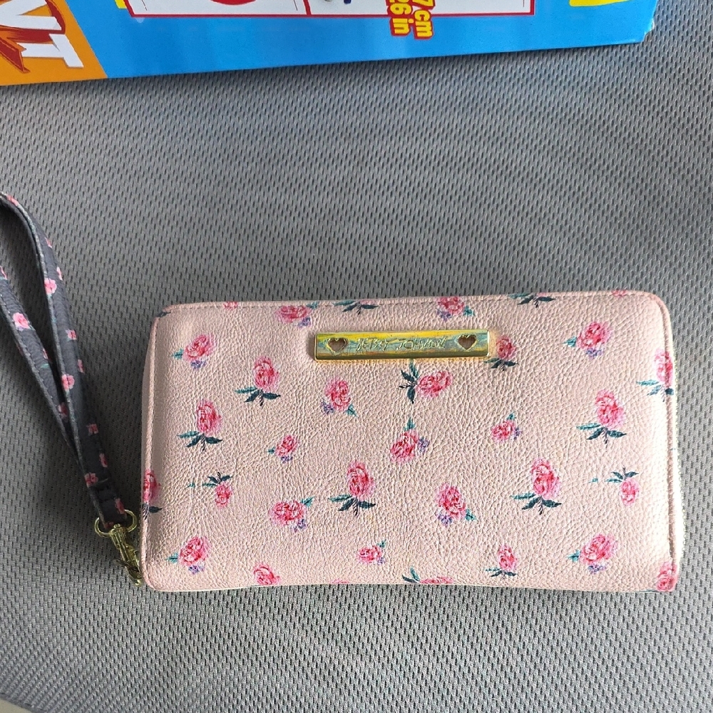 Betsey Johnson Pink Floral Wristlet